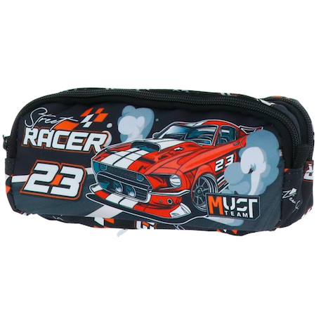 Trousse double compartiment textile imprimée voiture de course  - vertbaudet enfant