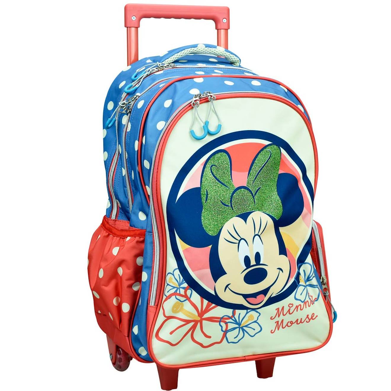 Sac À Dos À Roulettes Fille - Imprimé Minnie Flowers - Licence Disney Rose/multicolore