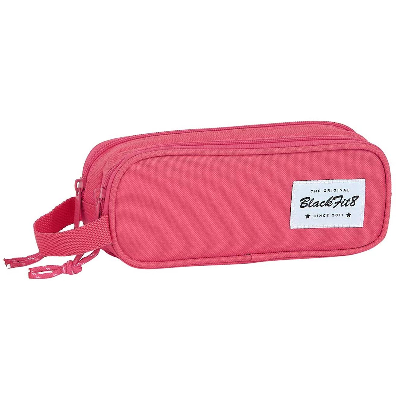 Trousse Fille Rectangulaire 2 Compartiments En Toile Rembourrée Rose