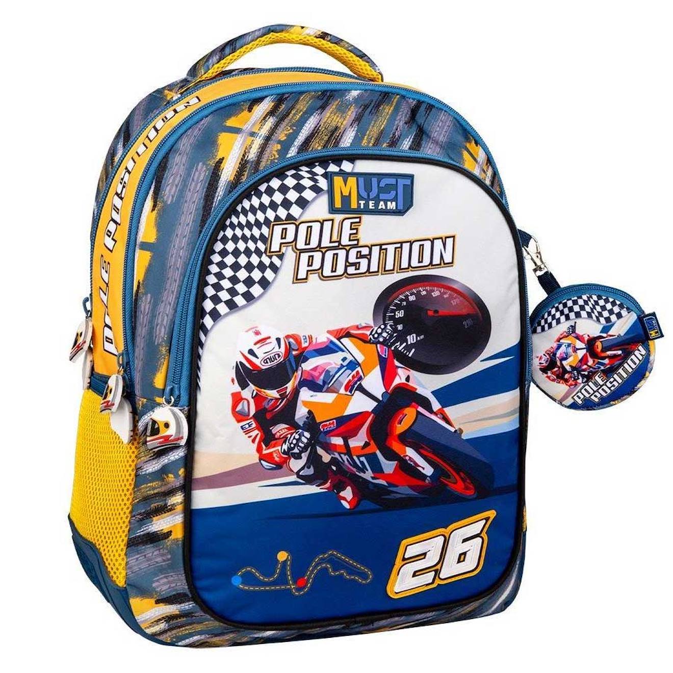 Sac Dos Enfant Moto Pole Position 43 Cm 2 Compartiments Jaune 40 €