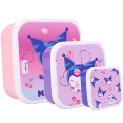 Puériculture-Boite à goûter sanrio kuromi fresh bites lot de 3 en pvc carrées