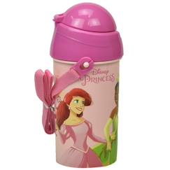 Puériculture-Repas-Bouteille d eau fille 500 ml disney princesses en pvc avec paille et dragonne disney princess