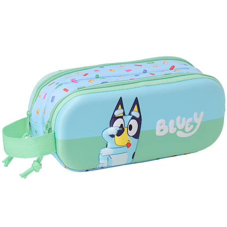 Fille-Trousse double compartiment 3d semi-rigide bluey 21 cm