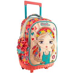 Sac à dos à roulettes girl flower must be happy 45 cm trolley  - vertbaudet enfant
