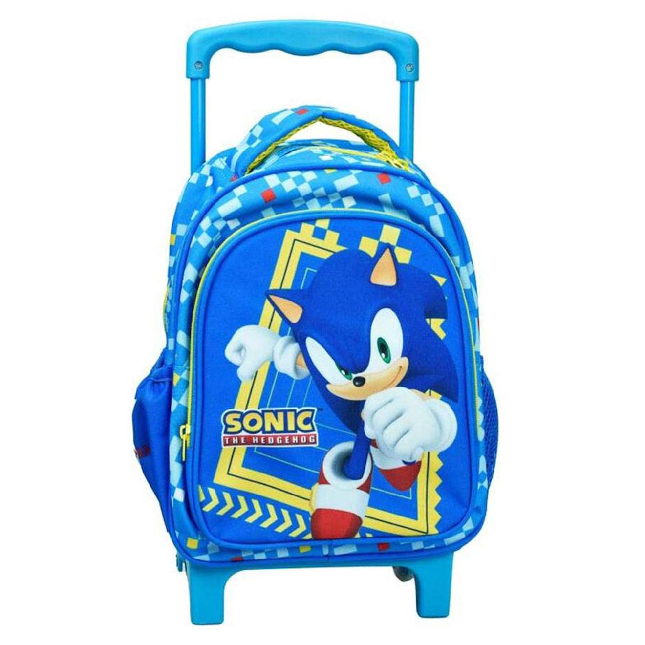 Sac À Roulettes Maternelle Garçon Sonic Lhérisson 30 Cm Bleu / Jaune / Blanc