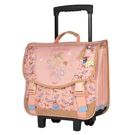 Cartable trolley scolaire galop imprimé chevaux stalla bianca 38 cm  - vertbaudet enfant