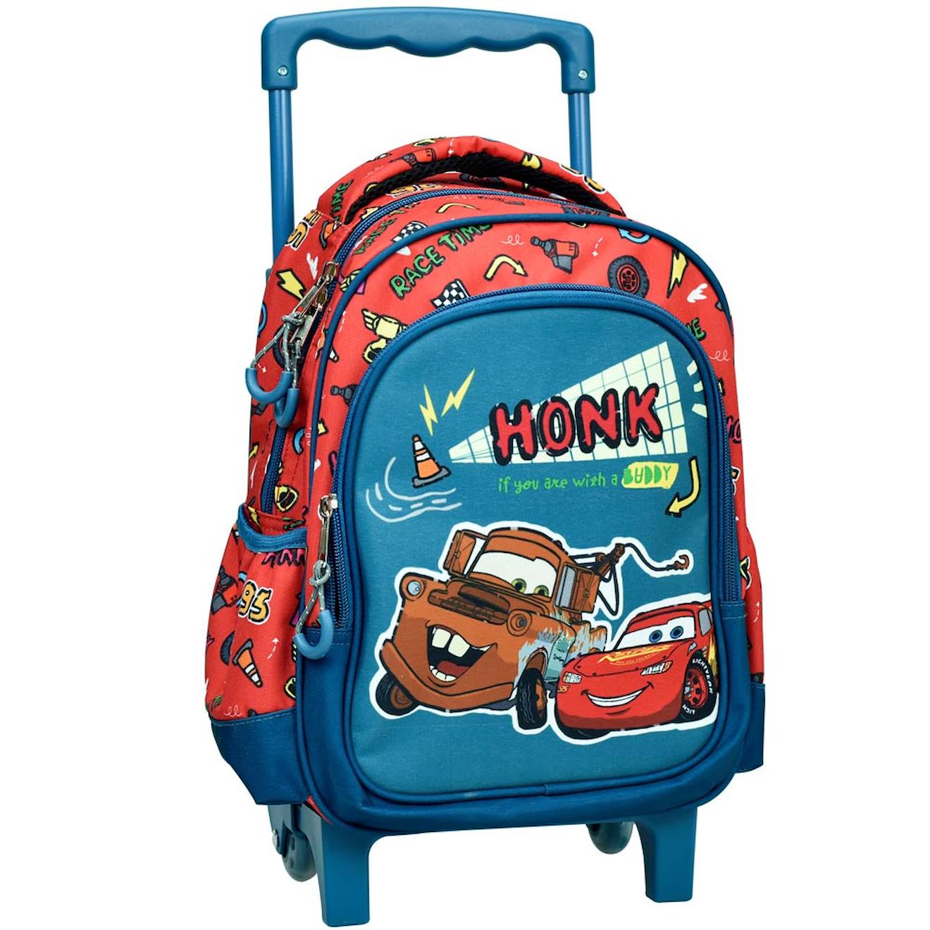 Sac À Dos Trolley Garçon Cars En Polyester Imprimé Bleu / Rouge