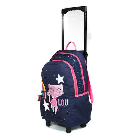 Sac à dos à roulettes lililou le chat ciel 45 cm trolley haut de gamme - cartable  - vertbaudet enfant