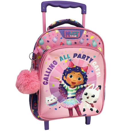Fille-Accessoires-Cartable, trousse-Sac à dos à roulettes gabby et la maison magique 31 cm – candy