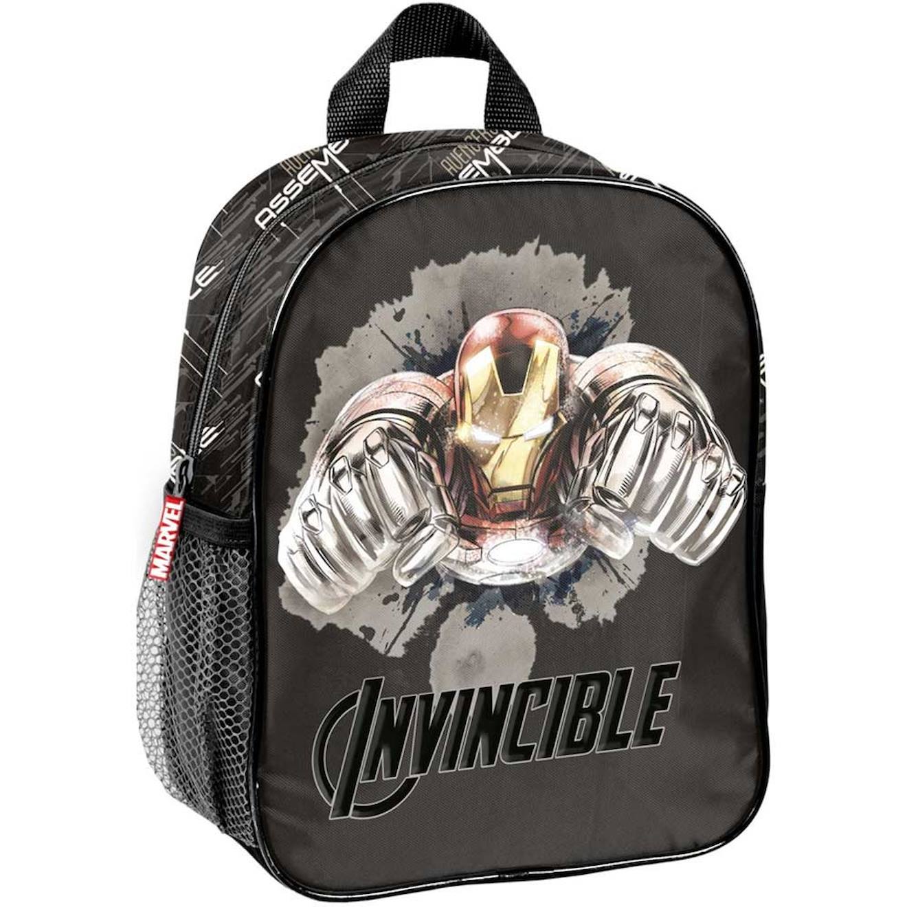 Sac À Dos Préscolaire Garçon Motif Iron Man Invincible Avengers Noir / Blanc / Gris
