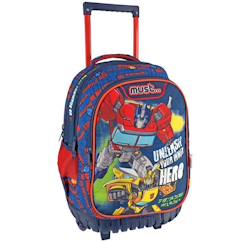 -Sac à dos trolley garçon 3 compartiments avec base rigide transformers hero 45 cm