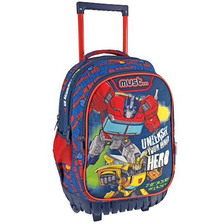 Garçon-Sac à dos trolley garçon 3 compartiments avec base rigide transformers hero 45 cm
