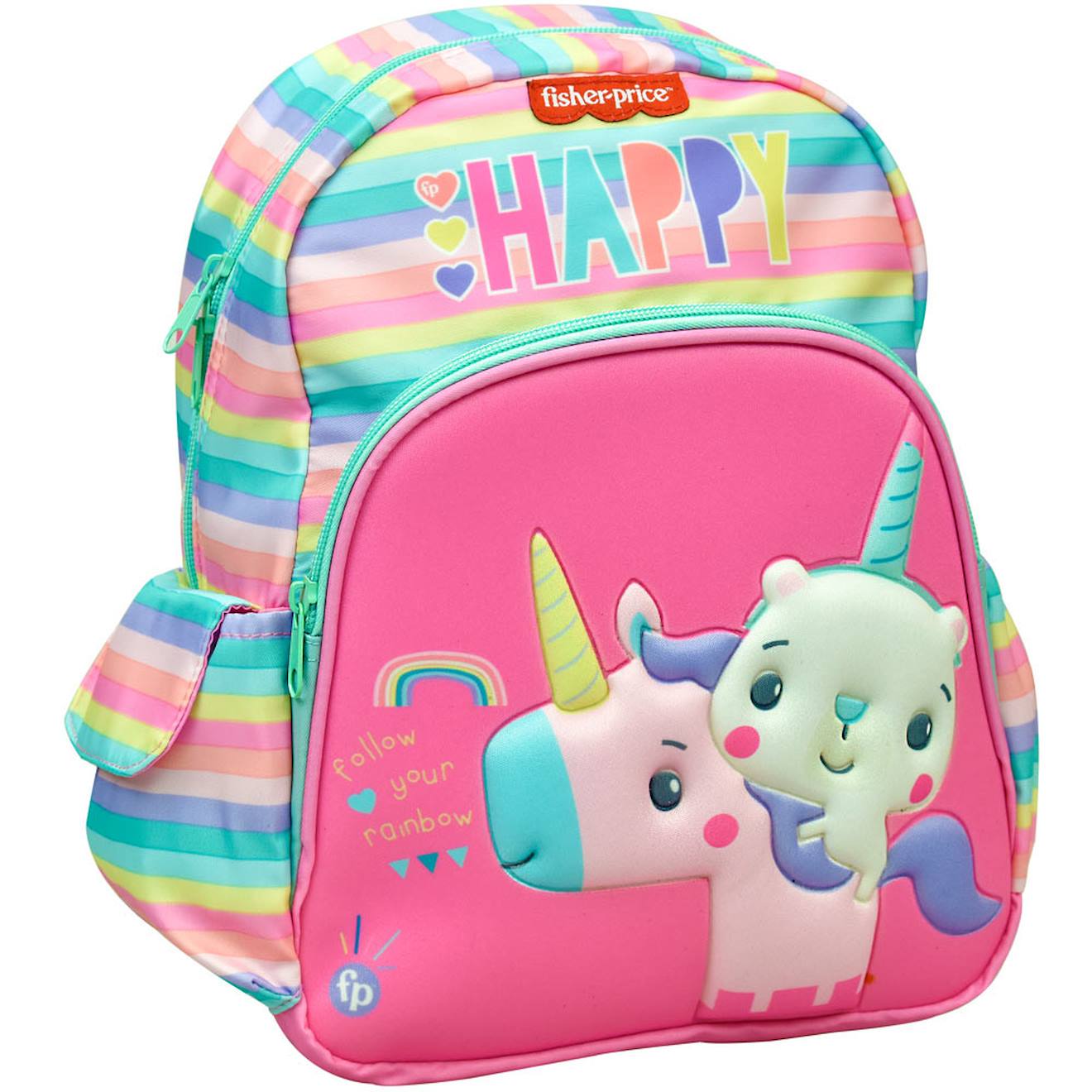 Sac À Dos Préscolaire Fille 3d Licorne En Polyester Fisher-price Blanc / Rose / Bleu