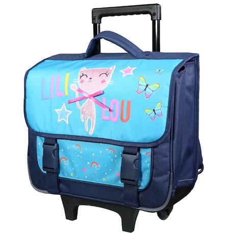 Garçon-Accessoires-Cartable à roulettes lililou chat 38 cm trolley haut de gamme