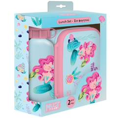 Puériculture-Lot repas enfant sirène 2 pièces boîte pvc + gourde alu
