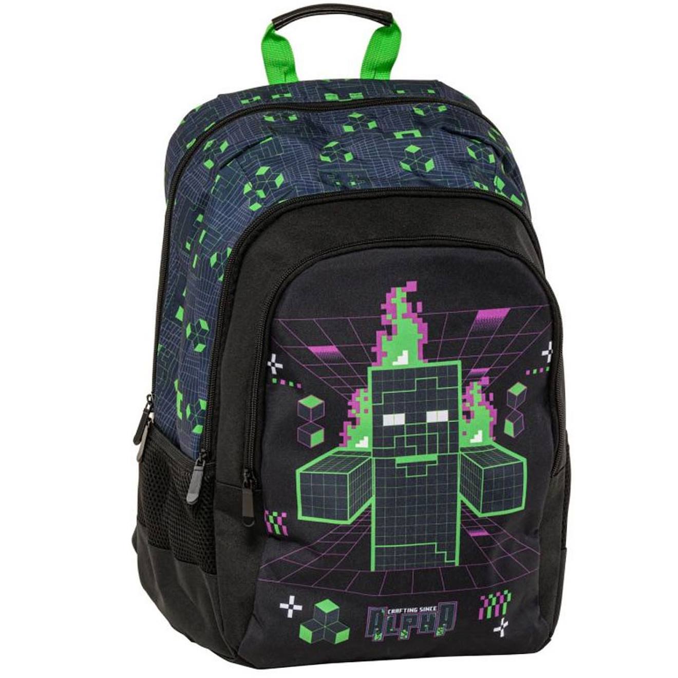 Sac Dos Minecraft Zombie 42 Cm 2 Compartiments Zipps Noir Violet Clair Noir 39 €