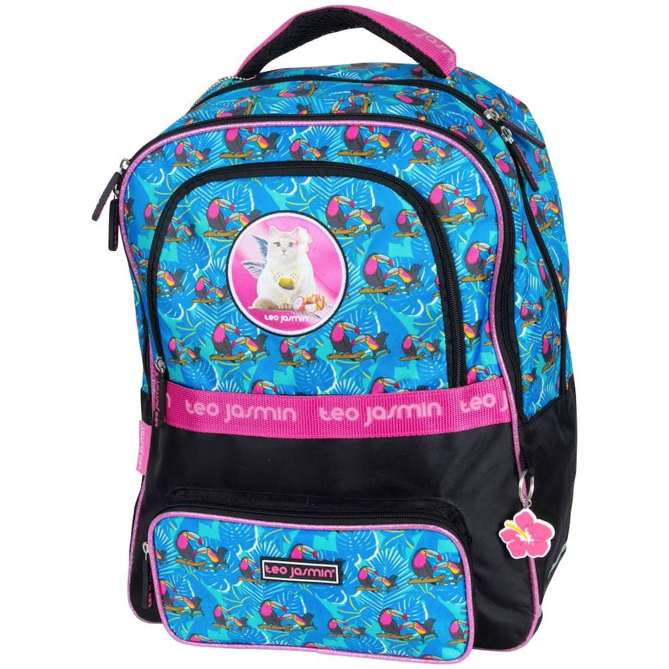 Sac À Dos Enfant Teo Jasmin Jasmine Cat 42 Cm À 2 Compartiments Zippés Bleu