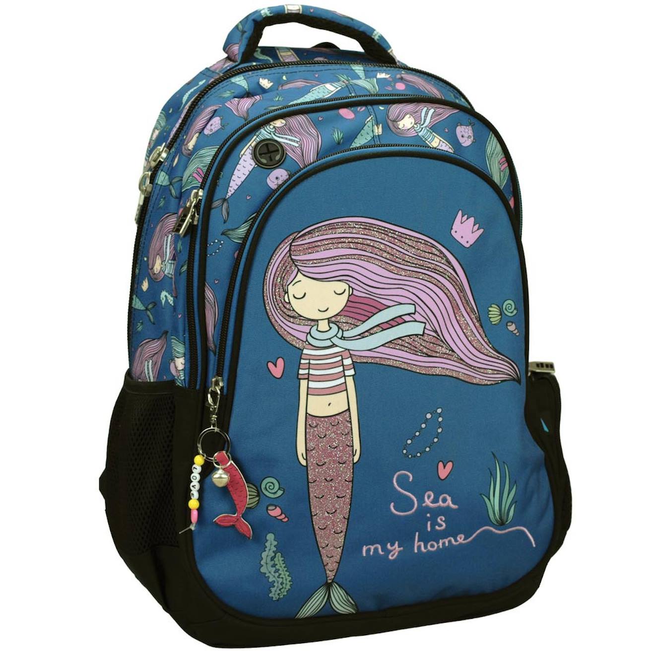 Sac À Dos Scolaire Fille Ovale Sea Mermaid 48 X 30 X 28 Cm - Back Me Up Noir / Bleu / Marine / Bleu