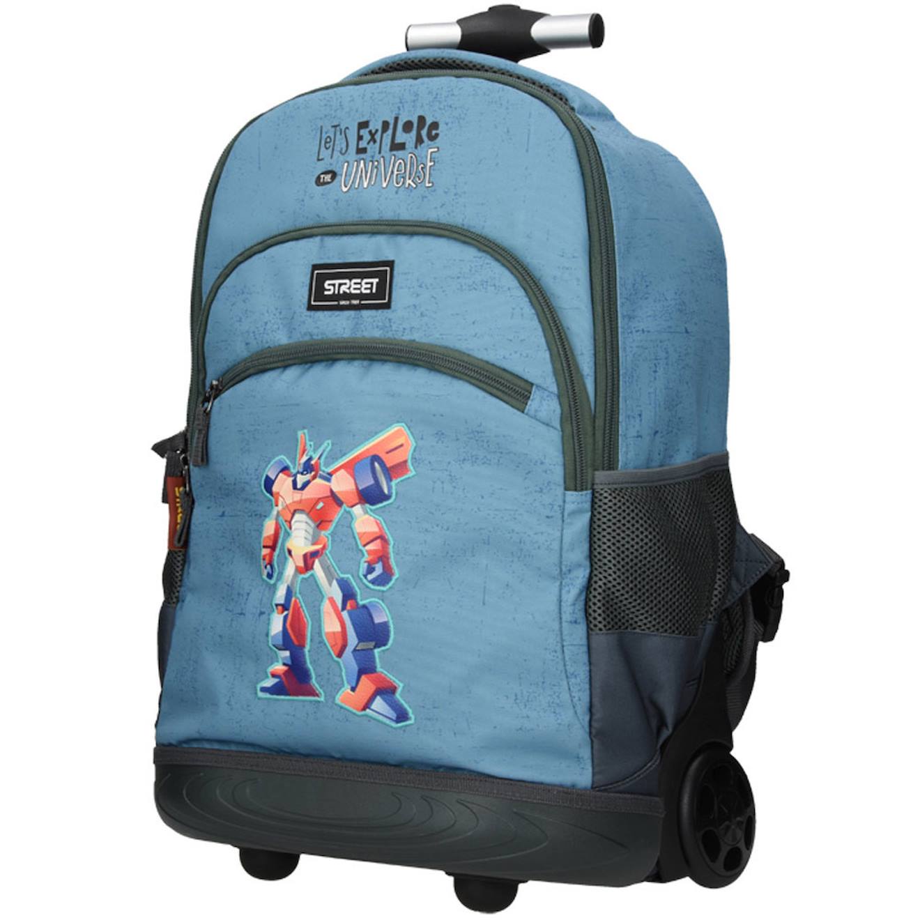 Sac À Roulettes Garçon Street Robots 47 Cm Bleu / Gris