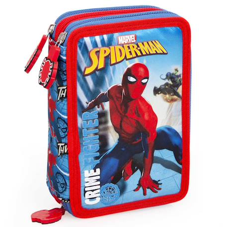 Trousse remplie à 3 compartiments zippés spider-man 20 cm  - vertbaudet enfant