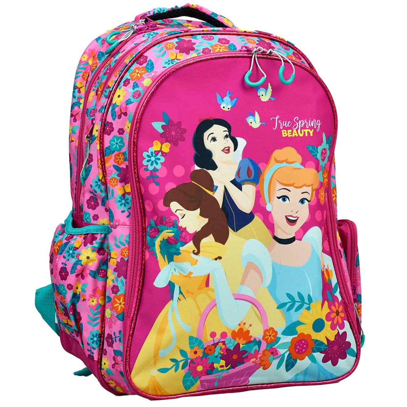 Sac À Dos Scolaire Fille Disney Princess Motif Floral 43 Cm Rose
