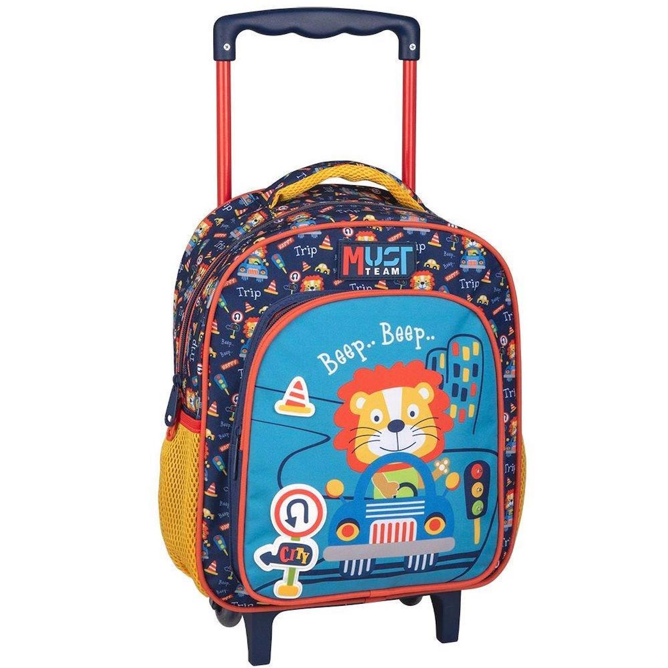 Sac À Dos Garçon Avec Roulettes Pour La Maternelle Lion Beep 31 Cm Bleu / Orange