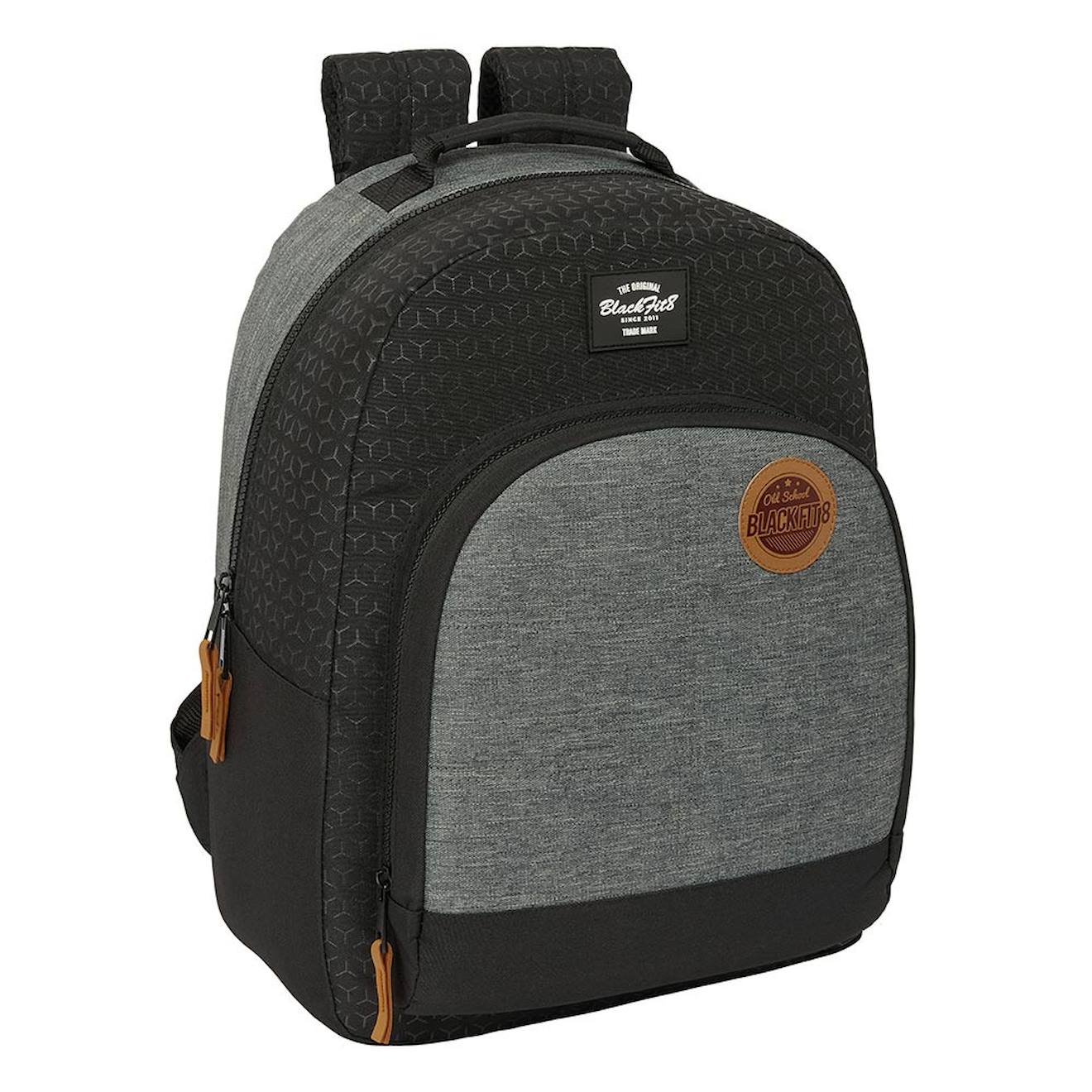 Sac À Dos Fille Slim Old School En Tissu Recyclé Noir / Blanc / Gris