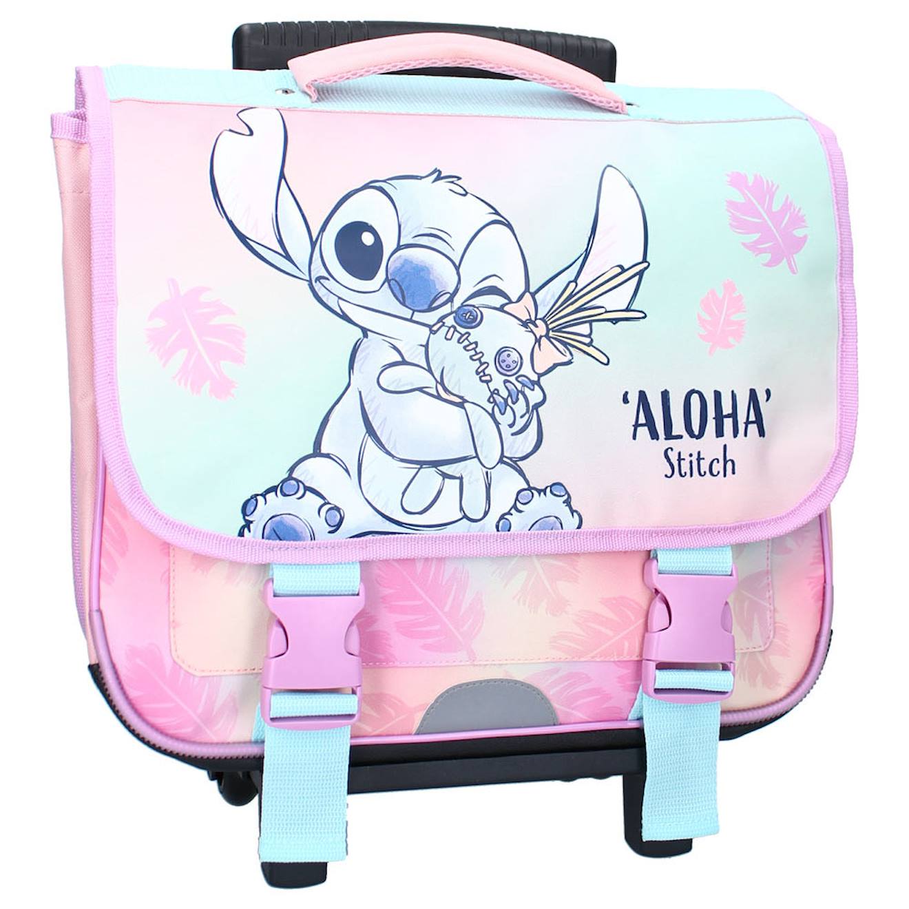 Cartable Roulettes Fille Motif Tropical Et Stitch En Polyester Lilo Et Stitch Blanc Rose Clair 51 €