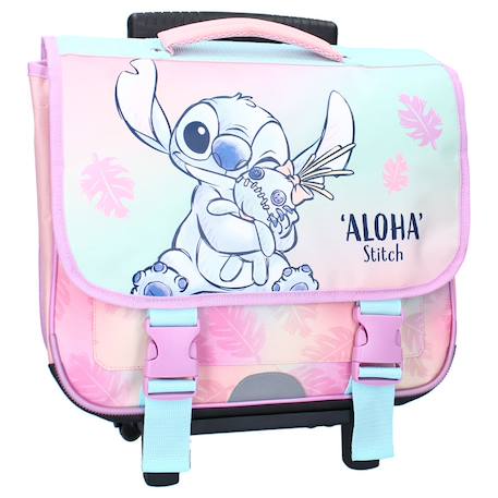 Fille-Accessoires-Cartable, trousse-Cartable à roulettes motif tropical et stitch en polyester lilo et stitch