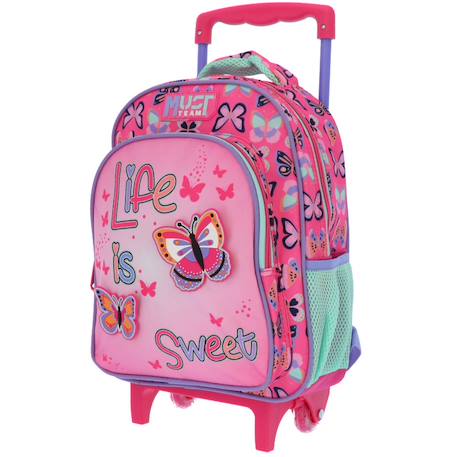 Sac à dos à roulettes must papillons life is sweet 31 cm trolley - maternelle  - vertbaudet enfant