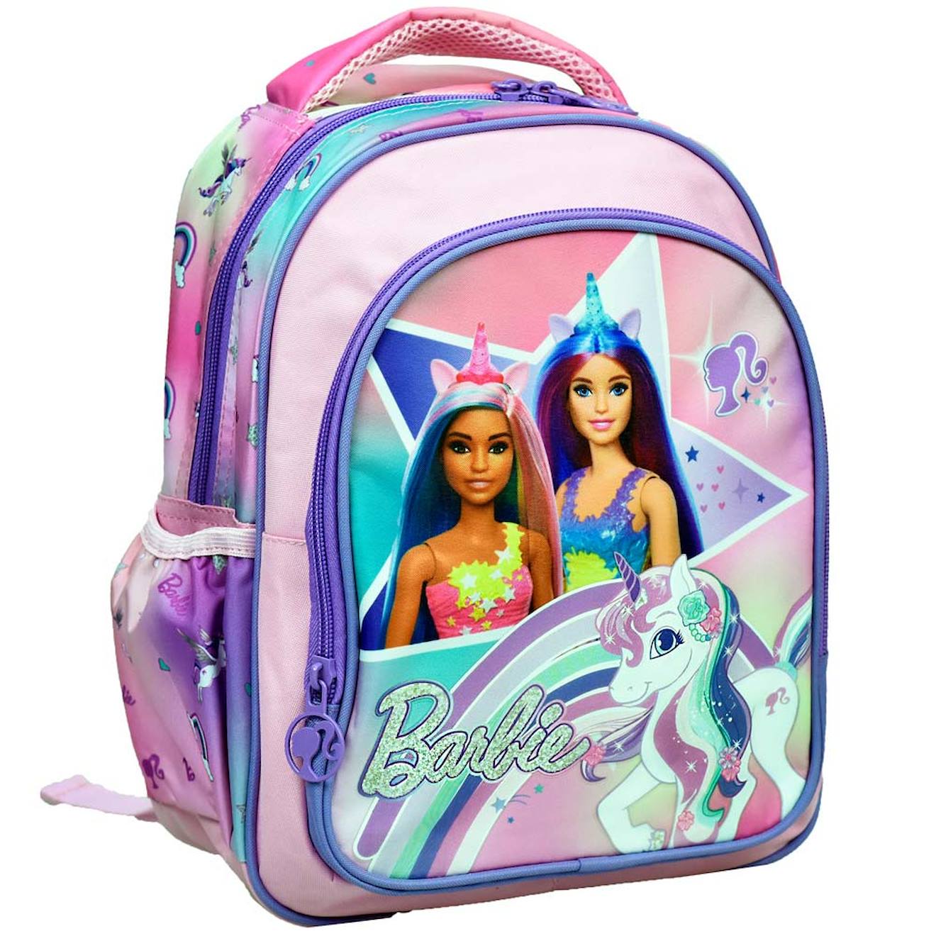 Sac À Dos Fille Barbie Maternelle Motif Licorne 30 Cm Violet/rose