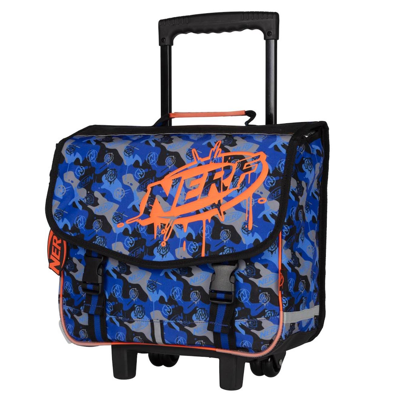 Cartable Trolley Garçon 2 Compartiments Nerf Playground 38 Cm Bleu / Orange / Gris