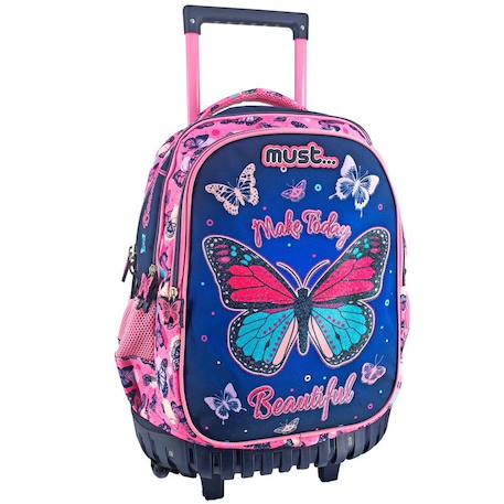 Sac à dos à roulettes make today beautiful papillons must 45 cm trolley  - vertbaudet enfant