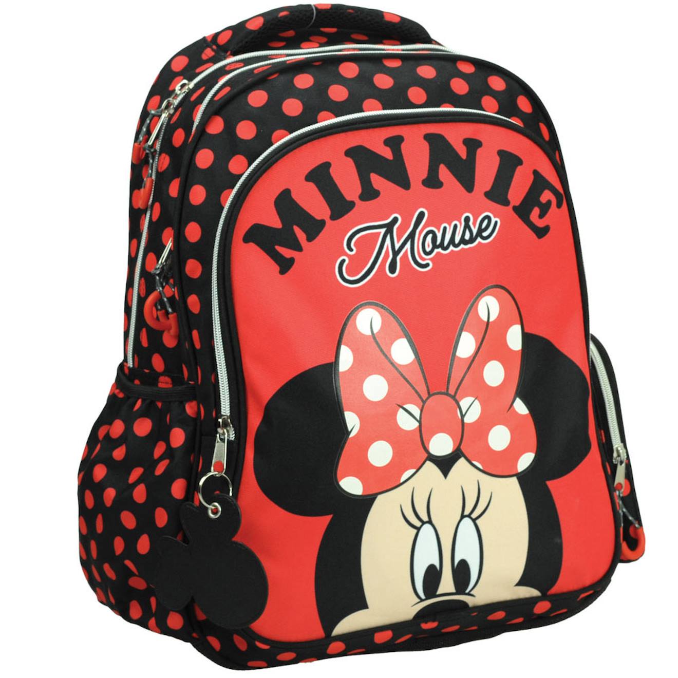 Sac À Dos Scolaire Fille Polyester Motif Pois Minnie Rouge / Bleu / Jaune