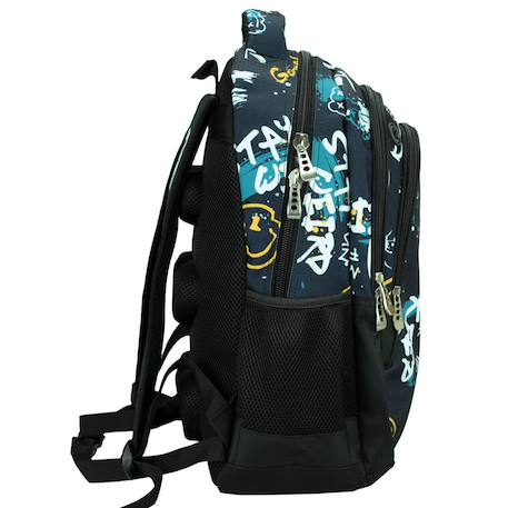 Sac à dos scolaire garçon emoji graffiti no fear 43 cm Bleu / blanc 2 - vertbaudet enfant 