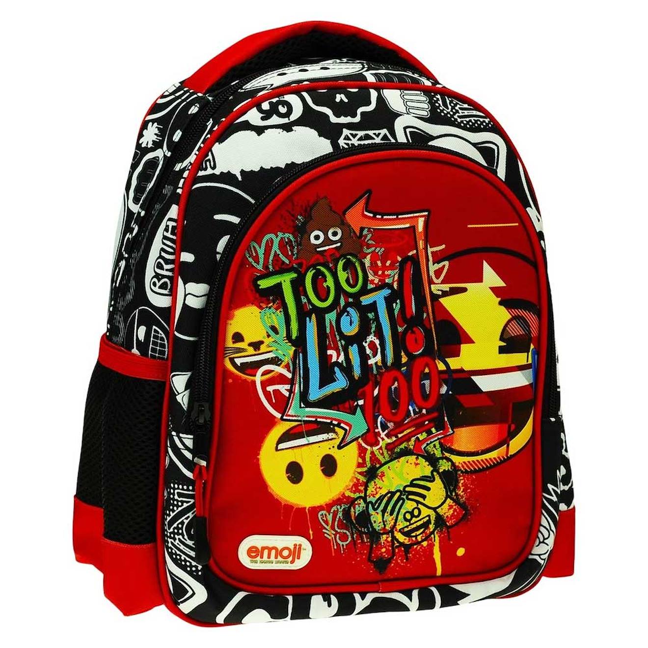Sac À Dos Maternelle Emoji Avec Dos Rembourré 30 Cm Blanc / Rouge / Noir