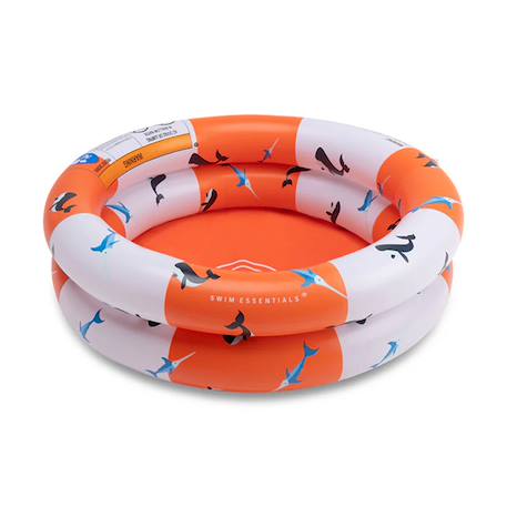 Swim Essentials - Piscine bébé à 2 anneaux rouge imprimé baleine 60 x 60 x 15 cm - Rouge