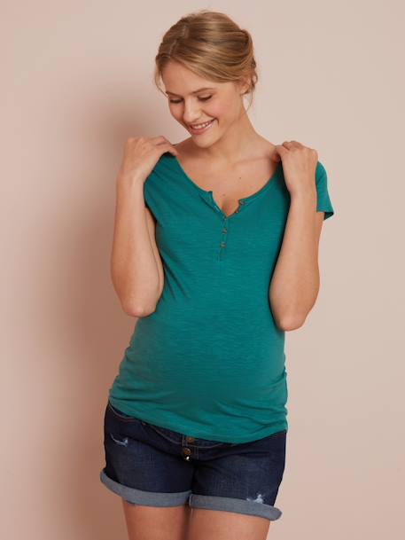 T-shirt tunisien de grossesse blush foncé+vert lichen 7 - vertbaudet enfant 