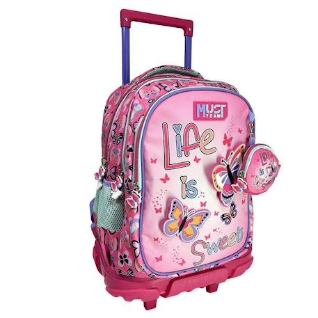 Sac à dos à roulettes must papillons life 45 cm trolley  - vertbaudet enfant