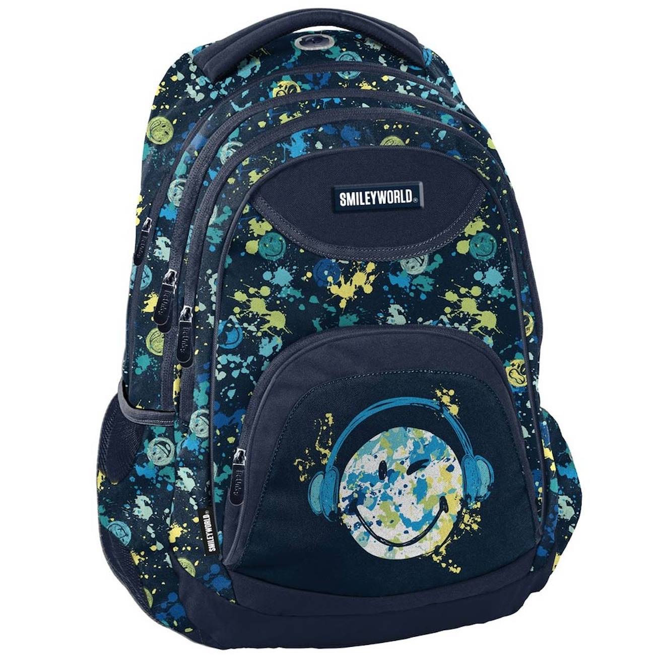 Sac Dos Scolaire Fille 40 Cm Motif claboussures Smiley World Bleu Marineorange Fluo 46 €