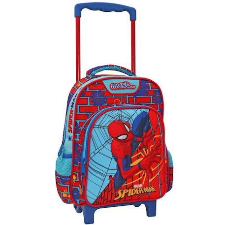 Garçon-Accessoires-Cartable, trousse-Trolley maternelle garçon spiderman imprimé textile avec poignée télescopique