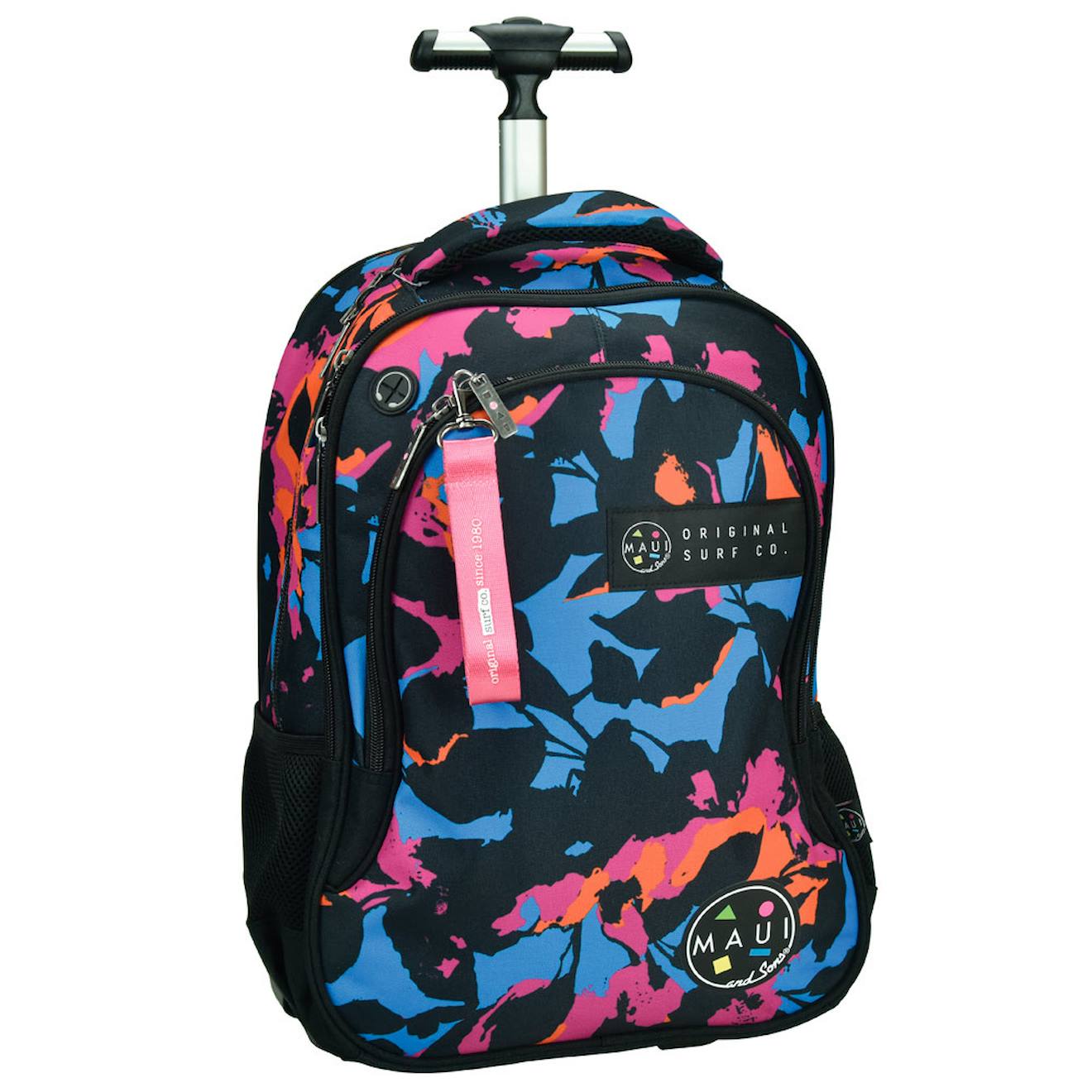 Sac À Dos Trolley Fille Maui & Sons Leaf Heat 48 Cm Noir / Rose / Bleu