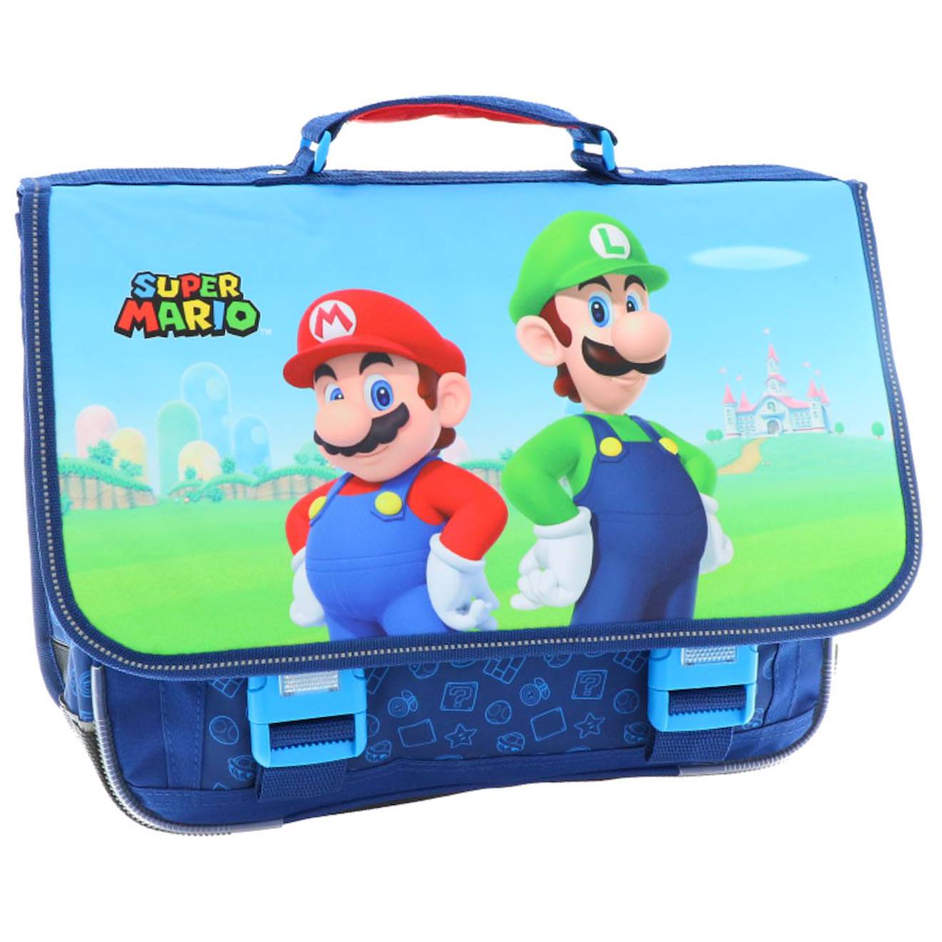 Cartable Scolaire Garçon Super Mario En Tissu Synthétique Imprimé Bleu