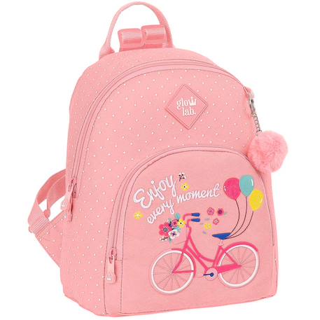 Fille-Accessoires-Fourniture scolaire-Mini sac à dos fille en textile à petits pois glowlab "enjoy every moment" 30 cm