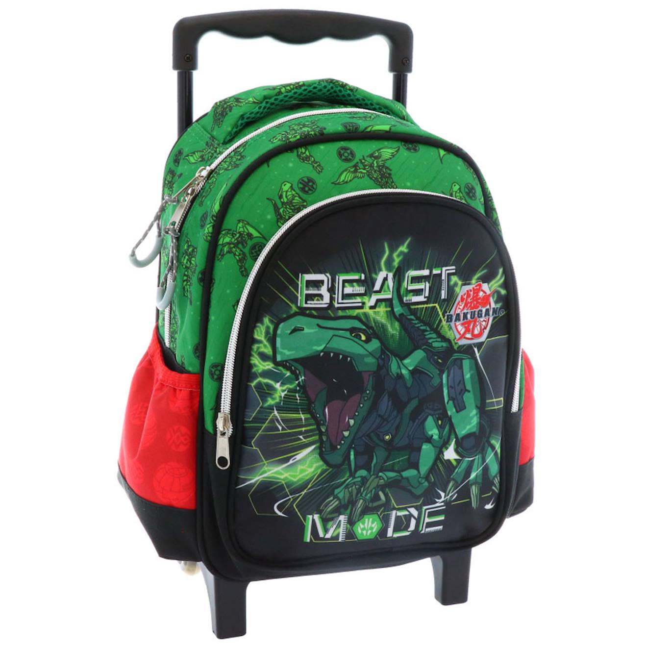 Trolley Scolaire Garçon Bakugan À Pvc Laminé Et Poignée Télescopique Bleu / Vert / Clair
