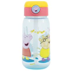 Puériculture-Repas-Vaisselle, coffret repas-Gourde enfant fille peppa pig 510 ml avec paille et clapet anti-fuite
