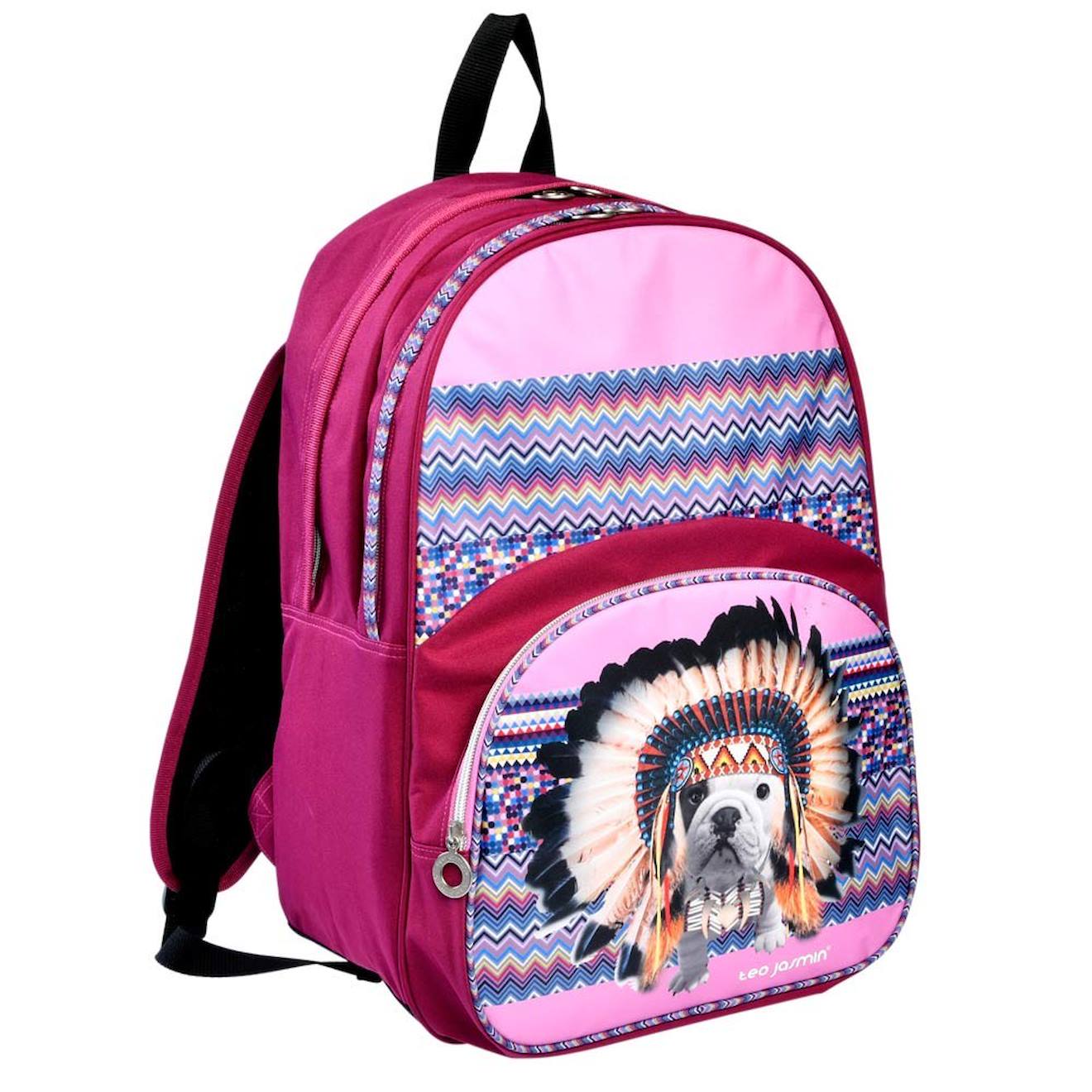 Sac À Dos Fille Téo Jasmin Apache 45 Cm 2 Compartiments Zippés Teo_jasmin Rose/bleu/vert