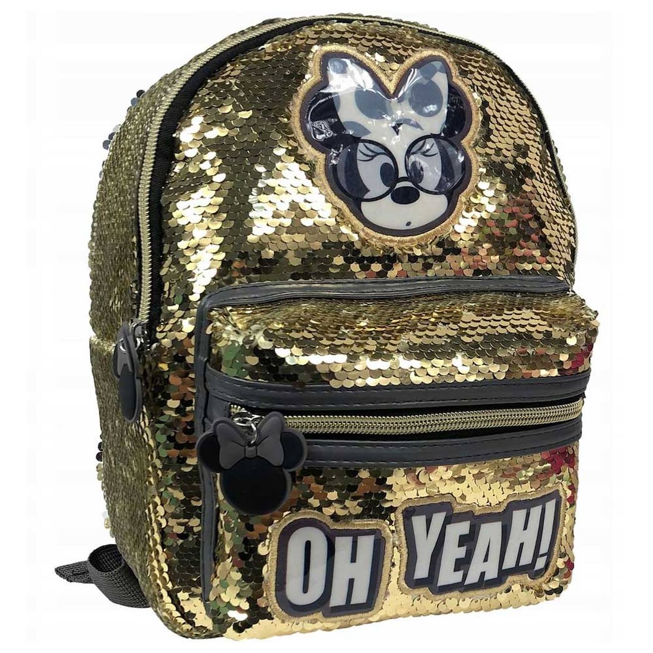 Sac À Dos Maternelle Fille À Sequins Minnie Disney oh Yeah ! 27 Cm Blanc / Doré / Noir