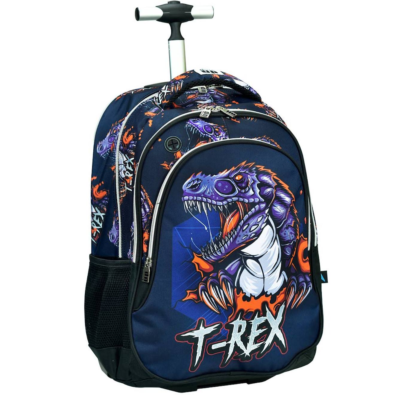 Trolley Garçon Sac À Dos Dinosaure T-rex 48 Cm Noir / Orange / Bleu