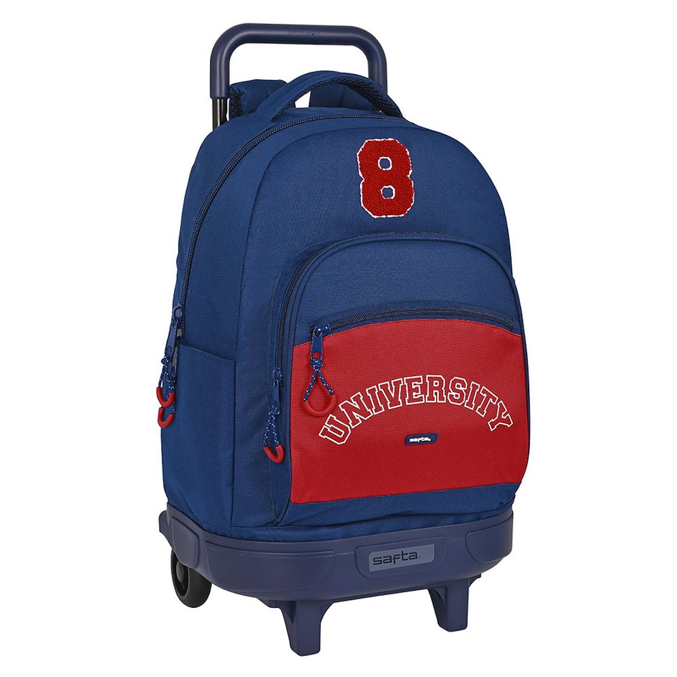 Sac �� Dos Trolley Garçon University Avec Base Rigide Et 2 Compartiments 45 Cm Bleu / Rouge